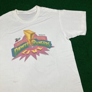 Vintage Mighty Morphin Power Rangers Shirt Mens M White 1994‎ Live Show 7UP 90s